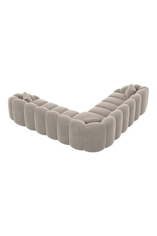 Canapé d'angle gauche - Beige - 6 places - En tissu velours