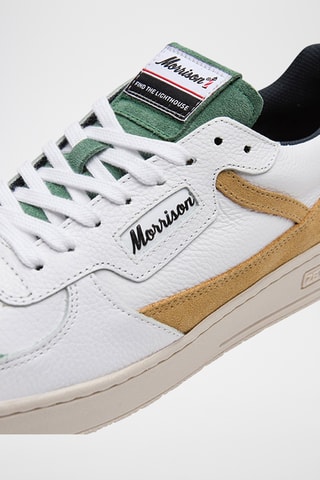 Baskets en cuir Anderson - Blanc et marron clair