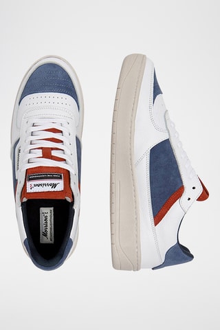 Baskets en cuir Baltimore - Blanc et rouge brique