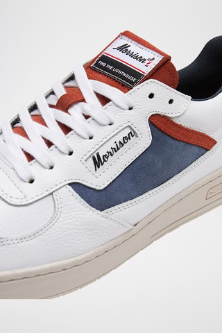 Baskets en cuir Baltimore - Blanc et rouge brique