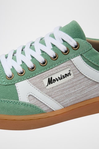 Baskets en cuir de chèvre nubuck Toledo - Vert d’eau