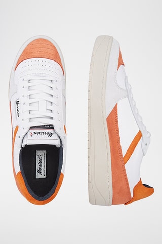 Baskets en cuir Twist - Blanc et orange