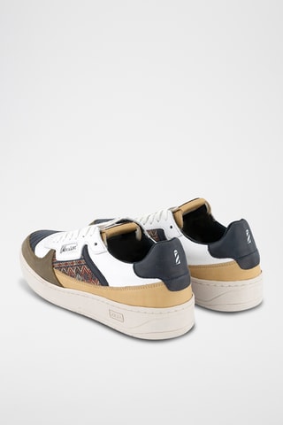 Baskets en cuir Apache - Vert olive et blanc