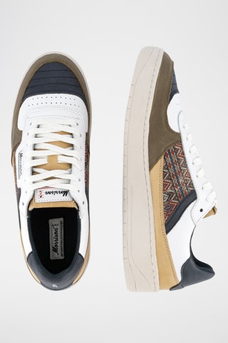 Baskets en cuir Apache - Vert olive et blanc