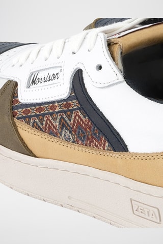 Baskets en cuir Apache - Vert olive et blanc