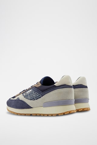 Baskets en cuir de chèvre nubuck Arthur - Bleu marine et beige