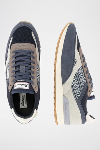 Baskets en cuir de chèvre nubuck Arthur - Bleu marine et beige