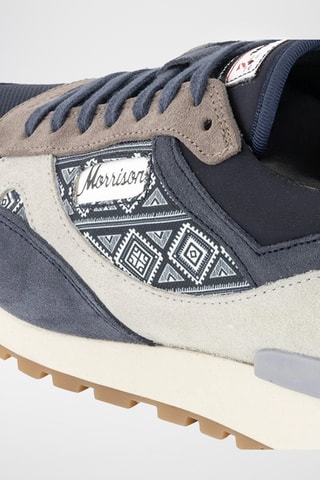 Baskets en cuir de chèvre nubuck Arthur - Bleu marine et beige