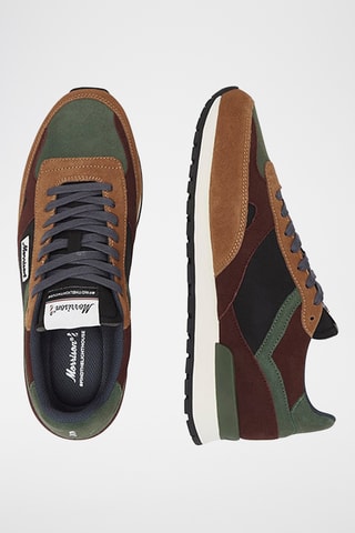 Baskets en cuir de chèvre nubuck Astra - Marron clair et grenat