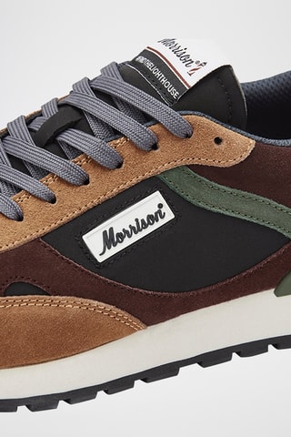 Baskets en cuir de chèvre nubuck Astra - Marron clair et grenat