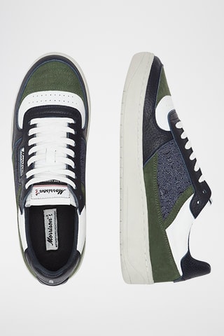 Baskets en cuir Austral - Vert olive et blanc