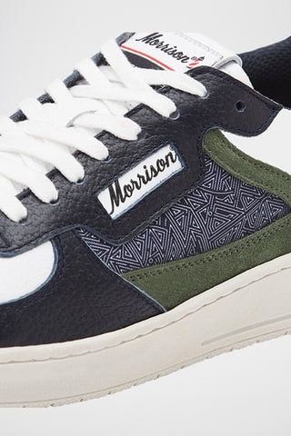 Baskets en cuir Austral - Vert olive et blanc