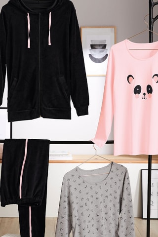 Pantalon en velours Rose bambou - Noir