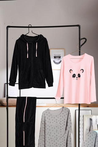 Veste à capuche Rose Bambou - Noir