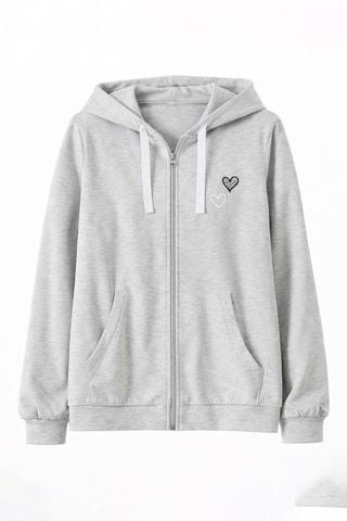 Veste à capuche Cœur Battant - Gris clair chiné