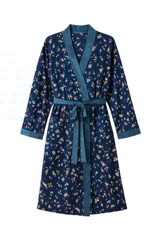 Déshabillé Nuit japonaise - Bleu nuit et rose