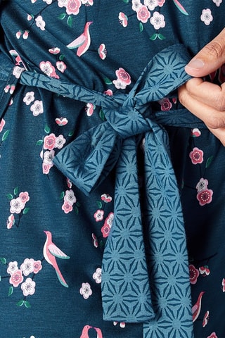 Déshabillé Nuit japonaise - Bleu nuit et rose