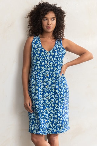 Robe droite Passion mer - Bleu roi et vert