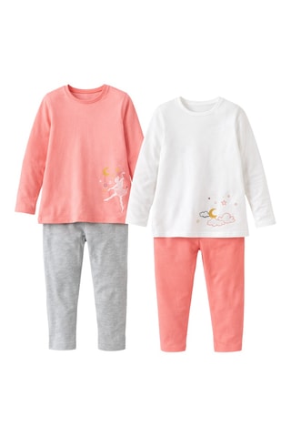 2 pyjamas Les Etoiles Lola - Blanc et corail