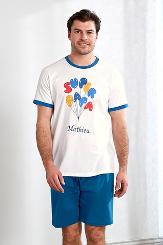 Pyjama Super Papa - Blanc et bleu roi