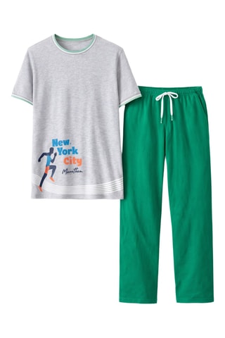 Pyjama Marathon en Ville - Gris et vert