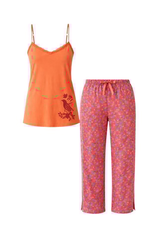 Pyjama Les oiseaux de Pondichery - Corail et fuchsia