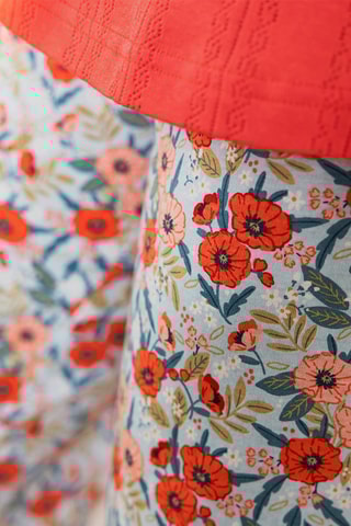 Pyjama  - Horizons Fleuris -  Rouge et bleu cobalt