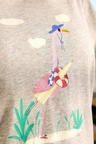 Pyjama  - En Route Pour La Plage -  Gris clair chiné et rose