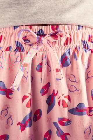 Pyjama  - En Route Pour La Plage -  Gris clair chiné et rose