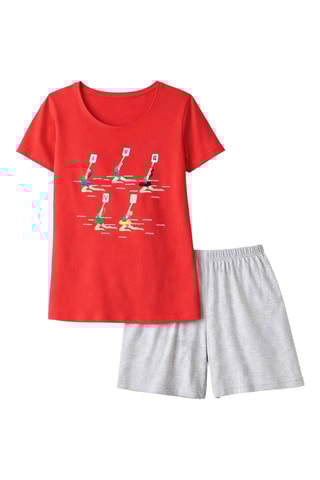 Pyjama - J'Ai Piscine - Rouge et gris clair chiné