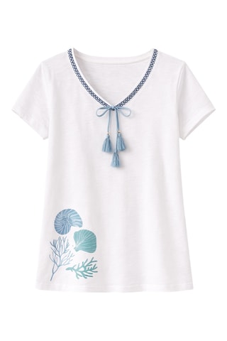 T-shirt - Vague De Coquillages -  Blanc