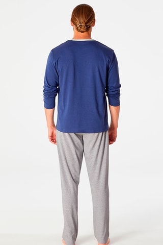 Pyjama  - Super Papa -  Gris chiné et bleu nuit