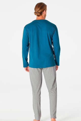 Pyjama  - Au Son Du Vinyl -  Gris chiné et bleu pétrole
