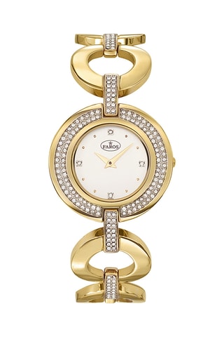 Stalen Quartz Horloge - Goudkleurig en Wit