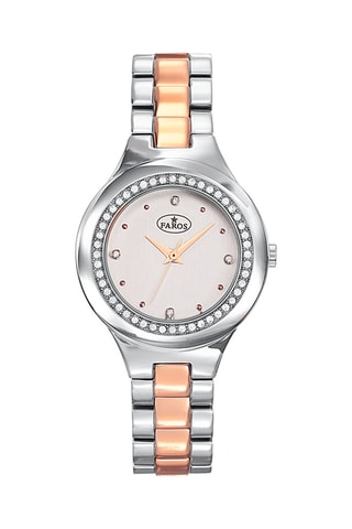 Stalen Quartz Horloge - Zilverkleurig en Roségoudkleurig