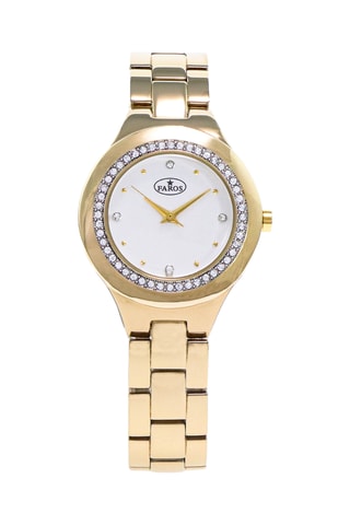 Stalen Quartz Horloge - Goudkleurig en Wit