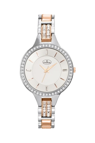 Stalen Quartz Horloge - Zilverkleurig en Roségoudkleurig