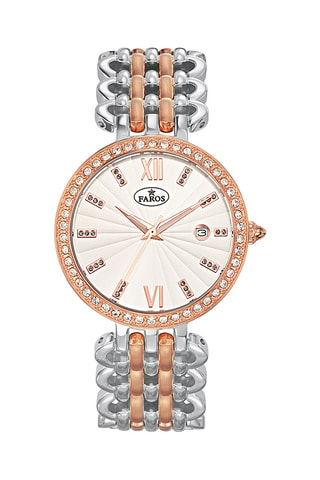 Stalen Quartz Horloge - Zilverkleurig en Roségoudkleurig