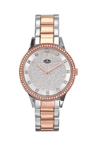 Stalen Quartz Horloge - Zilverkleurig en Roségoudkleurig