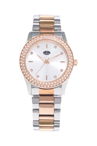 Stalen Quartz Horloge - Zilverkleurig en Roségoudkleurig