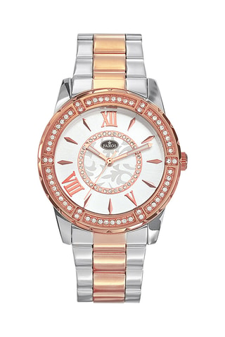 Stalen Quartz Horloge - Zilverkleurig en Roségoudkleurig
