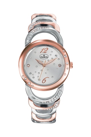 Stalen Quartz Horloge - Zilverkleurig en Roségoudkleurig