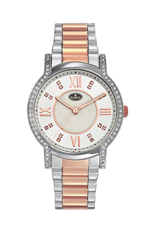 Stalen en Parelmoeren Quartz Horloge - Zilverkleurig en Roségoudkleurig