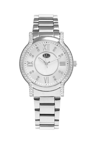 Stalen en Parelmoeren Quartz Horloge - Zilverkleurig en Wit