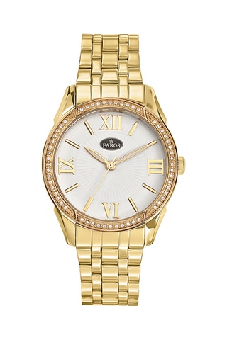 Stalen Quartz Horloge - Goudkleurig en Wit