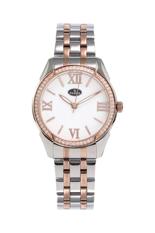 Stalen Quartz Horloge - Zilverkleurig en Roségoudkleurig