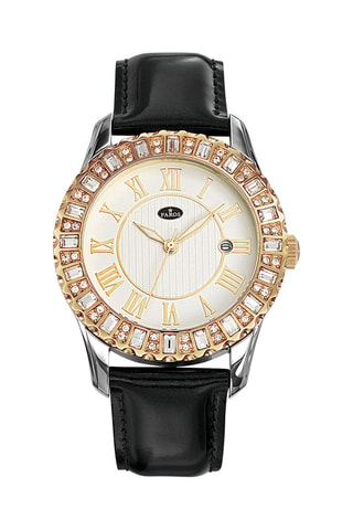 Leren Quartz Horloge - Zwart en Goudkleurig