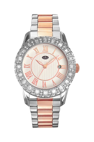 Stalen Quartz Horloge - Zilverkleurig en Roségoudkleurig