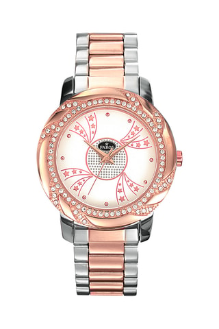 Stalen Quartz Horloge - Zilverkleurig en Roségoudkleurig