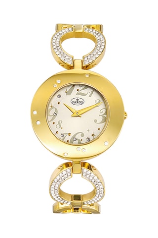 Stalen Quartz Horloge - Goudkleurig en Wit